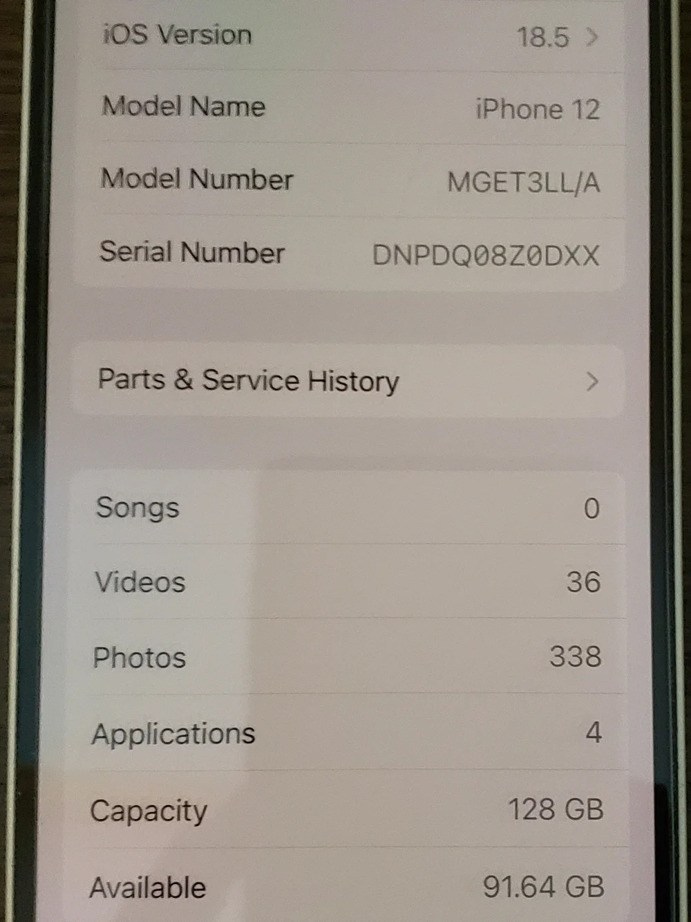 Apple White iPhone 128 GB with Siver Apple Logo ( Very Good Condition )